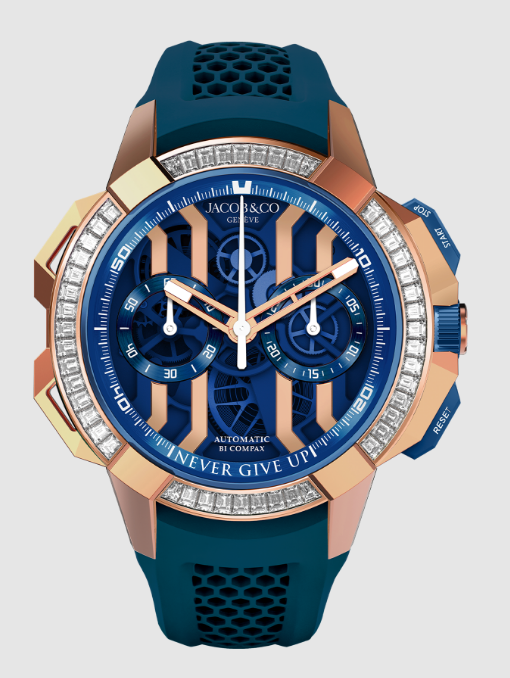 Review Jacob & Co epic x chrono gold baguettes never give up EC430.43.AG.AA.ABRUA-2 Replica watch